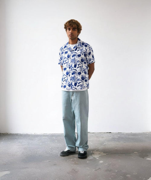 Blue on White Floral Shirt