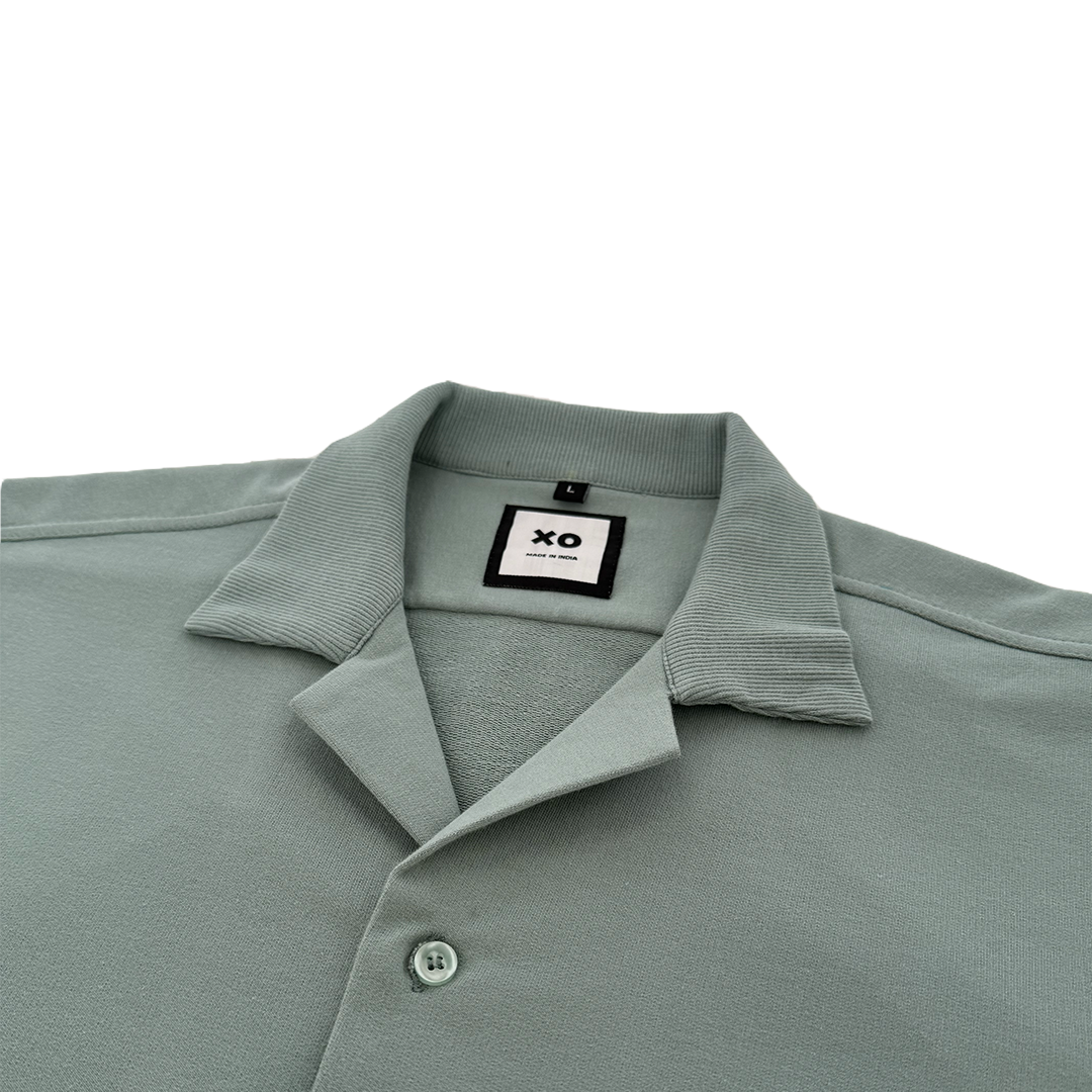 Sage Green knitted bowling shirt