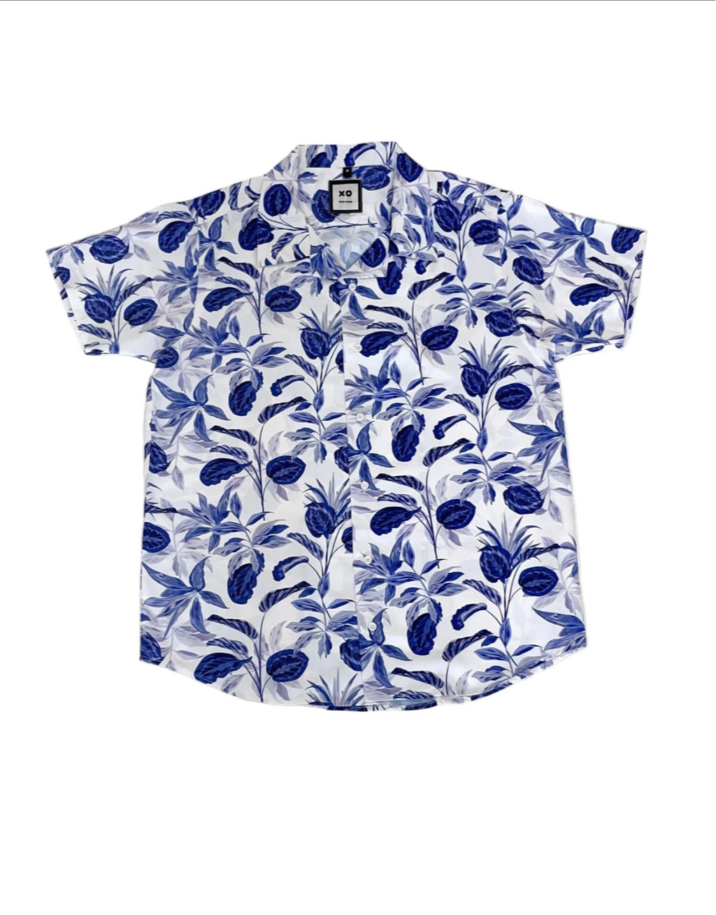 Blue on White Floral Shirt
