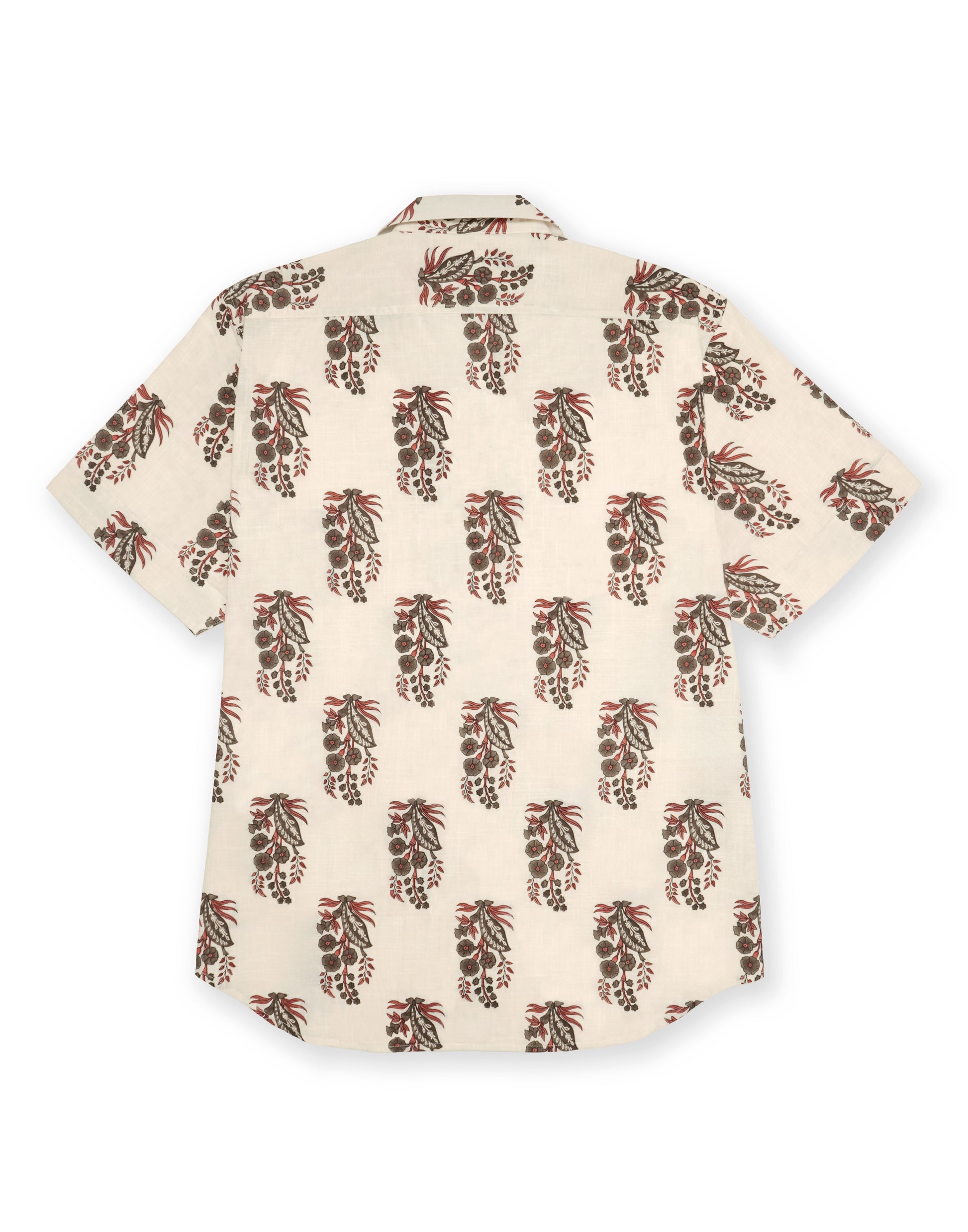 Beige Floral Block Print Blowing Shirt